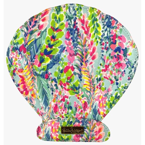 Lilly Pulitzer Shell Catch the Wave Make-up Case 8.5" Preppy Travel Resort Beach - Picture 1 of 14
